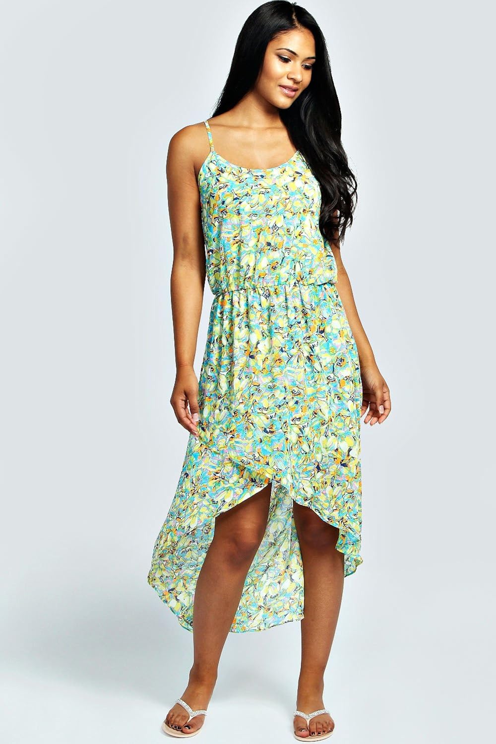 Womens May Multi Neon Floral Woven Skater Dress 8 Blue Amazon.co