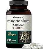 NatureBell Magnesium Taurate 1,500mg, 240 Capsules | Chelated for High Absorption | Non-GMO, Gluten-Free