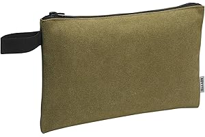 KOYYTO Canvas Tool Pouch with Zipper,Upgrade 16 oz Heavy Duty Small Tool Bag,Multipurpose Organizer Utility Tool Bag,for Tools,Office Supplies,Cosmetics,Stationary,Gifts,Military Green