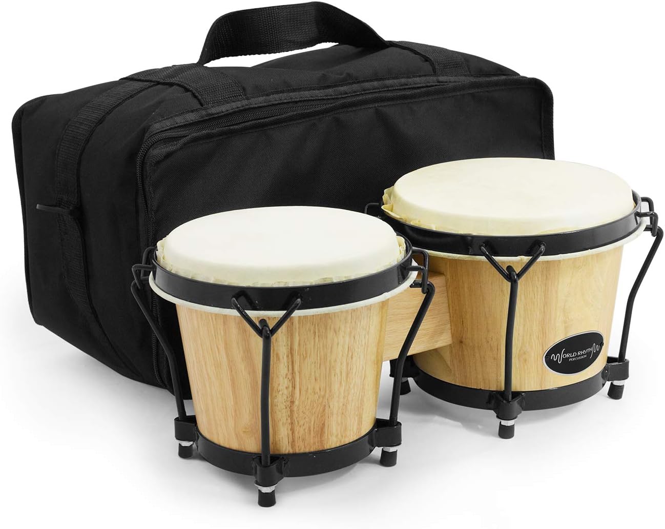 World Rhythm Bongo with Bag, Natural, 6" and 7" (BON7-BG)