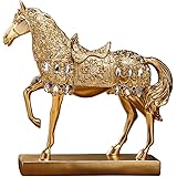 Golden Walking Horse Statue for Wealth,Home Decoration Attract Wealth and Good Luck,Feng Shui Decor