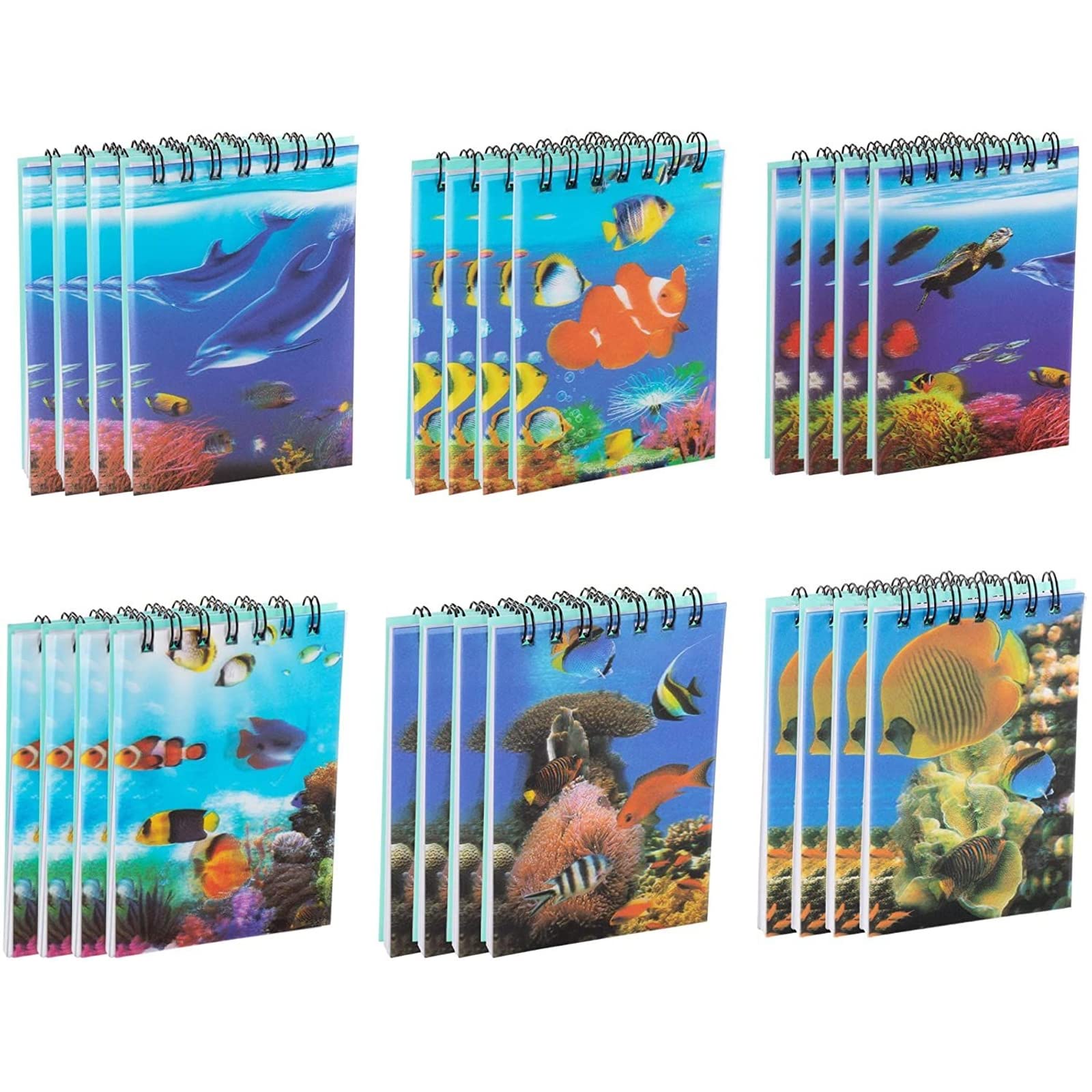 Spiral Notepads with Ocean Animal Design (7 x 11 cm, 24-Pack)