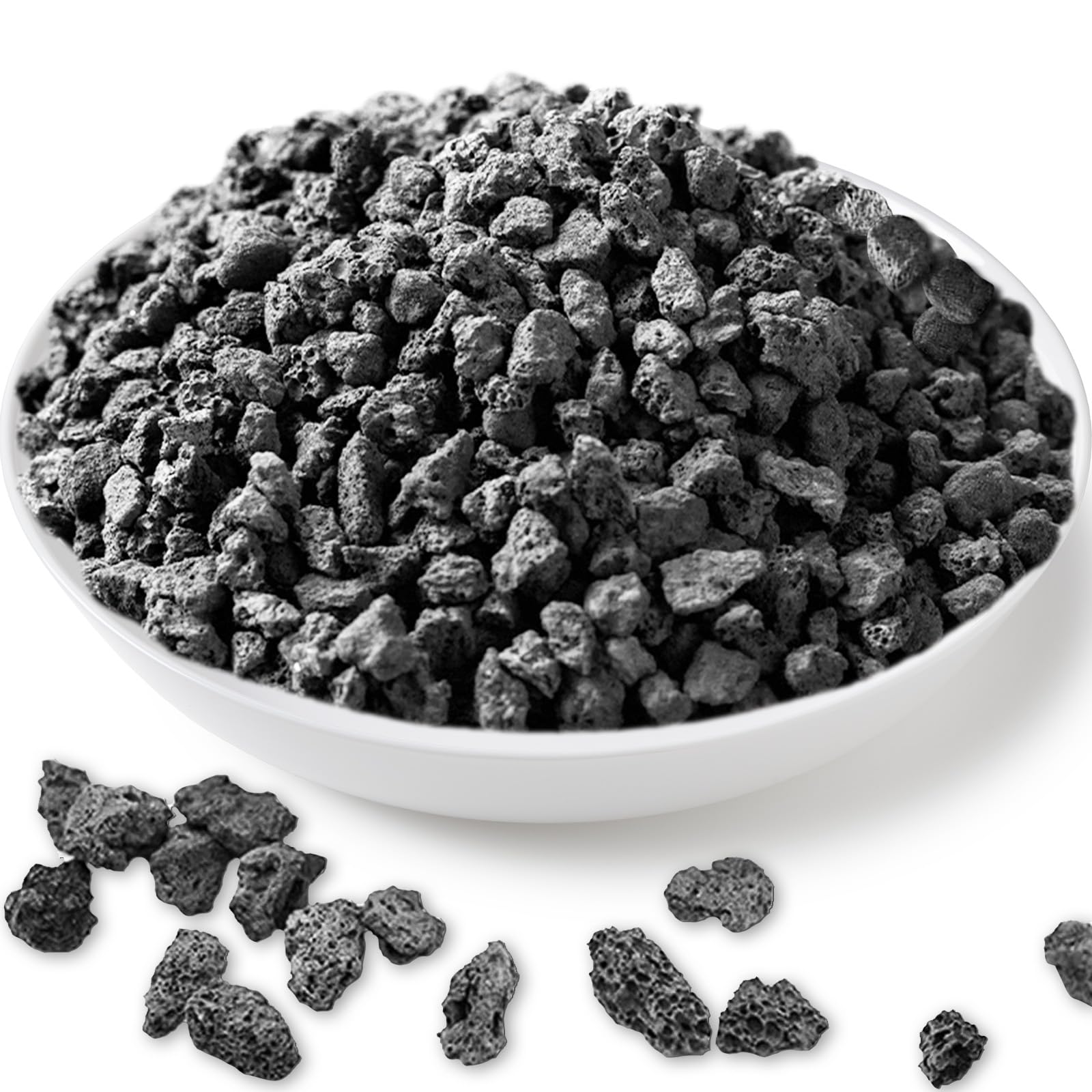 Black Horticultural Lava Rock for Plants, Natural Volcanic Stone Succulent Cactus Bonsai Potting Decorative Soil, Cover Plant Drainage Gravel Terrarium Indoor Outdoor Gardening Top Dressing, 2lb