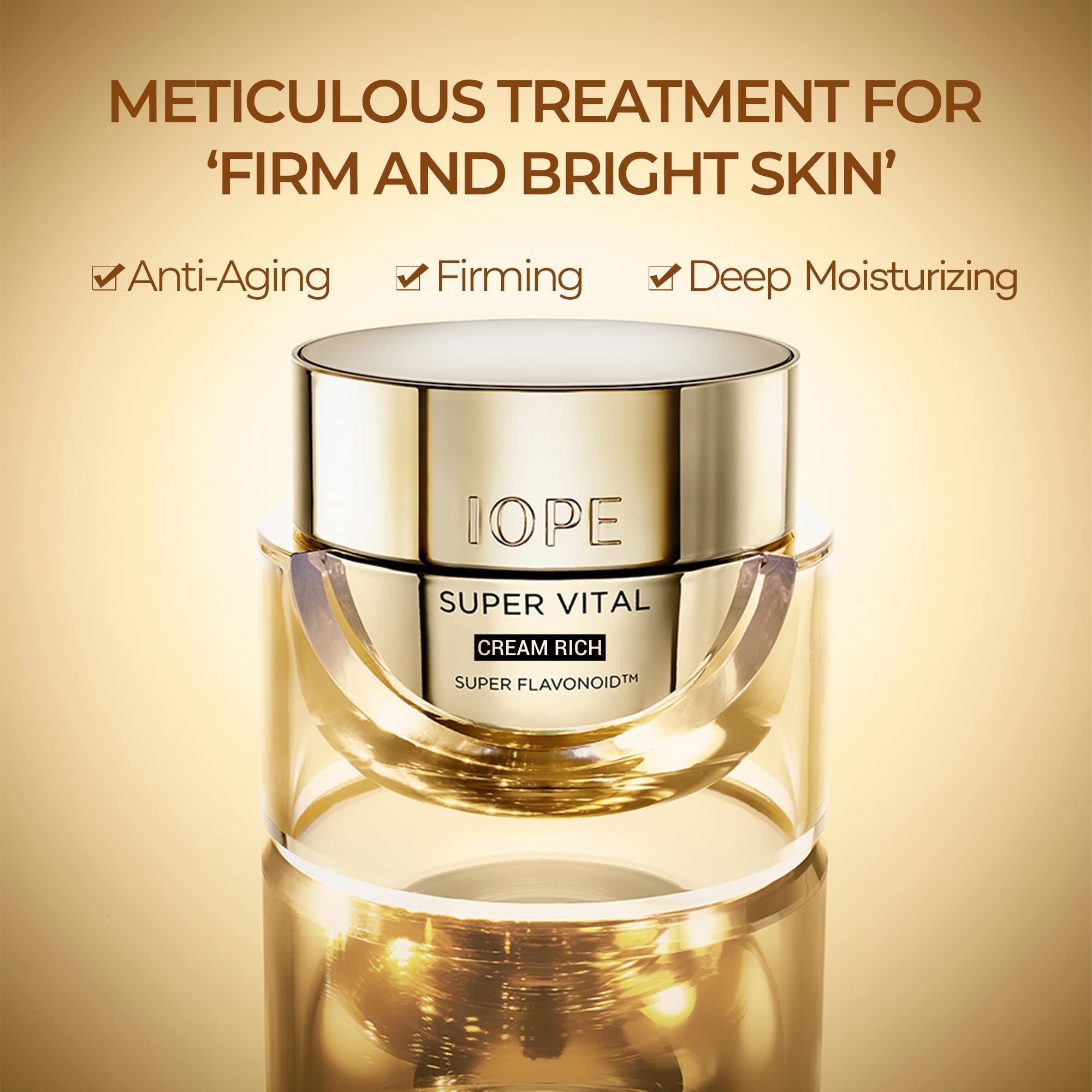 IOPE Super Vital Cream Rich Set - Anti Aging Cream, Face Toner, Lotion, Korean Skin Care - Facial Treatment Kit for Deep Moisturizing, Anti Wrinkle for Sensitive, Dry Skin - 4pcs Gift Set