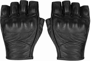 Sibewora Motorcycle Gloves Leather Motor Riding Gloves Half Finger Knuckle Armored for Men Fingerless Gloves