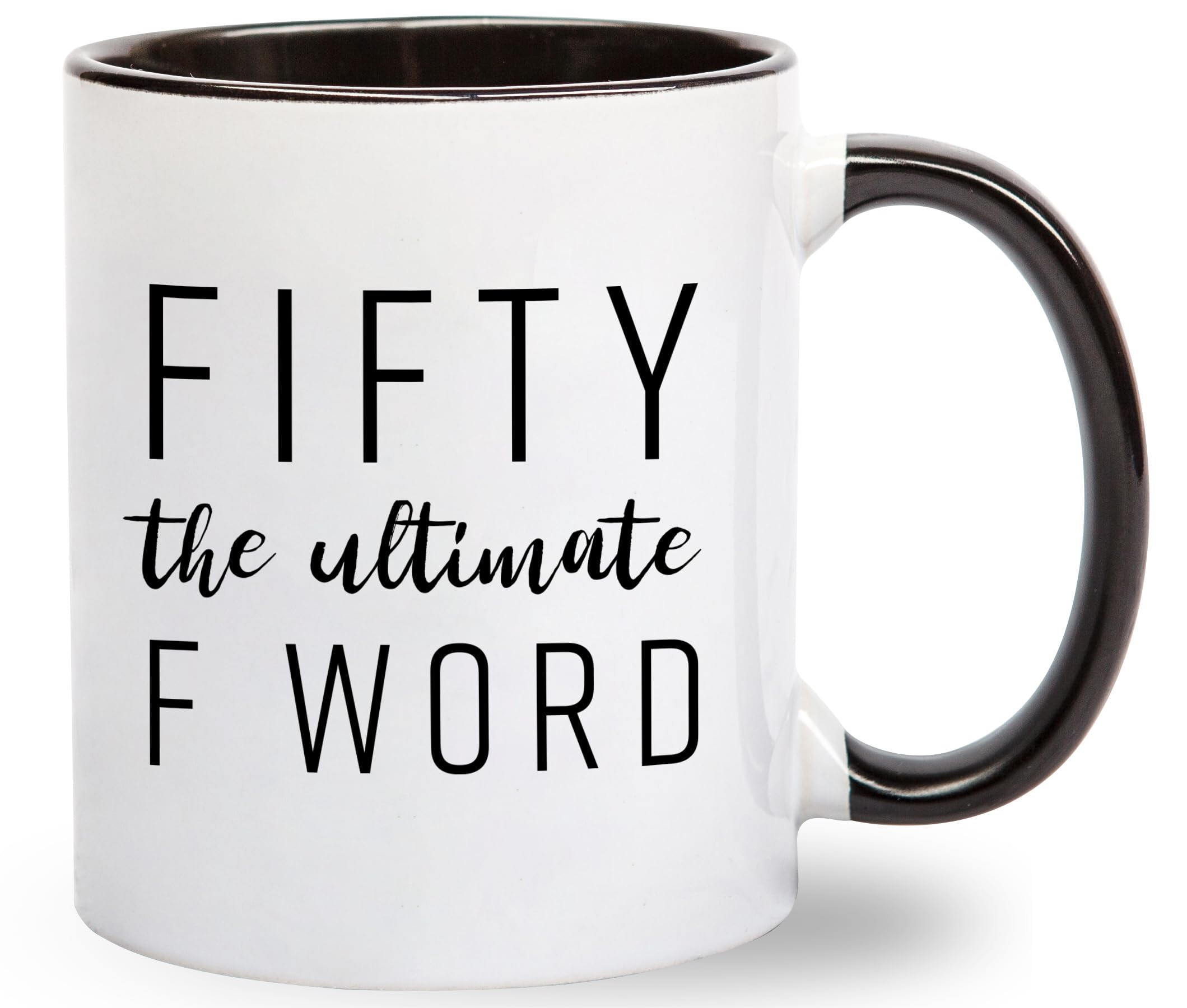 View 1 of **THE GRIP IS BROKEN***Gelid Fifty The Ultimate F Word - 50th Birthday Gifts for Women and Men - Funny Bday Gift Idea for Mom Dad Husband Wife - 50 Year Old Funny 11 oz Tea Cup Coffee Mug