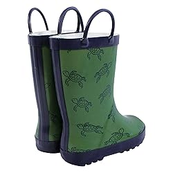 Hudson Baby Kids Rain Boots, Green Turtles, 6 US