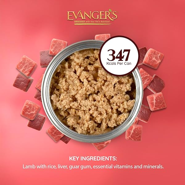 EVANGER’S HERITAGE CLASSIC LAMB & RICE DINNER DOG FOOD – 12 COUNT, 12.5 OZ EACH – GLUTEN & GRAIN FREE, COMPLETE BALANCED DIET FOR ALL LIFE STAGES – WET DOG FOOD