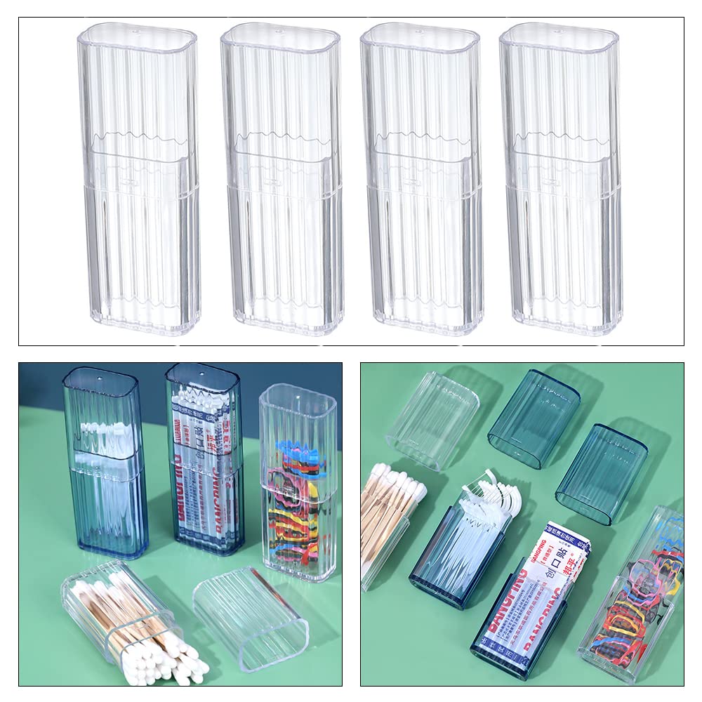 4 Pcs Cotton Swab Holder for Travel Mini Travel Swab Case Cotton Swab Box for Makeup Sponge Cotton Swabs Hair Ties Floss Cosmetics Makeup Bedroom Travel