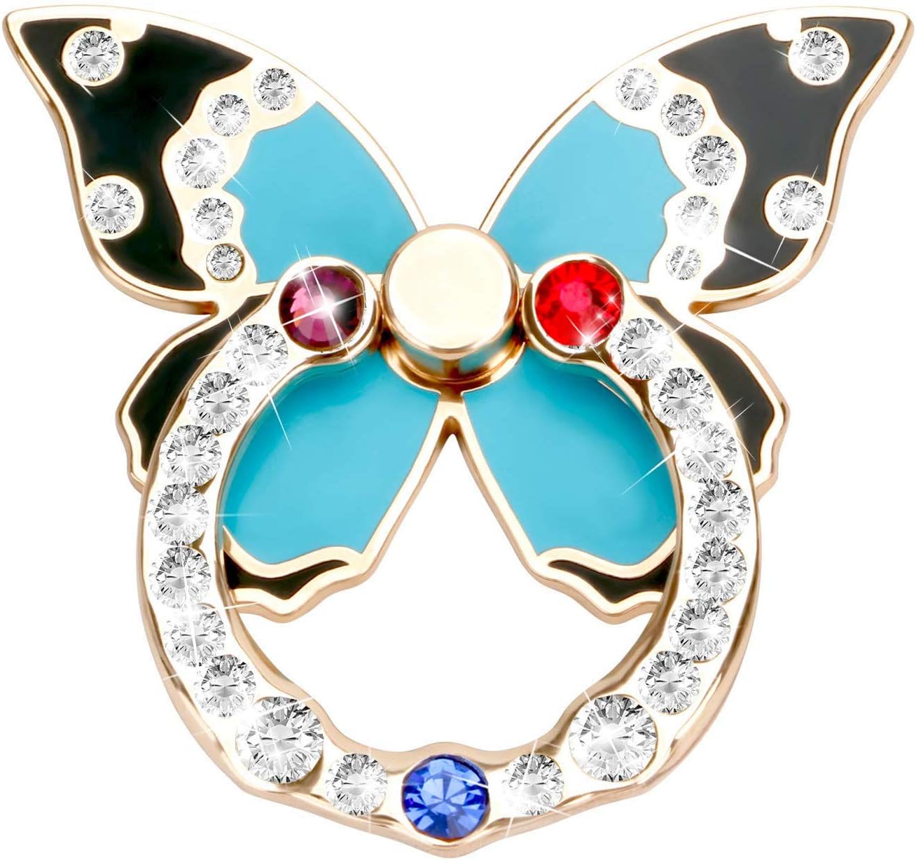 lexvss Cell Phone Bling Ring Holder,Butterfly Shape Crystals Finger Stand 360°Rotation Collapsible Grip Kickstand Compatible with iPhone, Samsung Galaxy and All Android Smartphone
