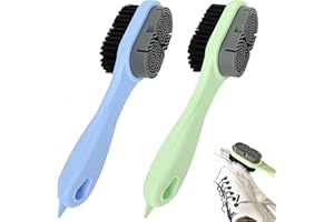 GANGANMAX Cleaning Shoe Brushes Double-Sided Shoe Brush for Cleaning Soft bristled Silicone Brush Shoe Cleaner Brush Shoe Scrubbing Brush Multifunctional Long Handle Shoe Brush Scrub-2 Pack