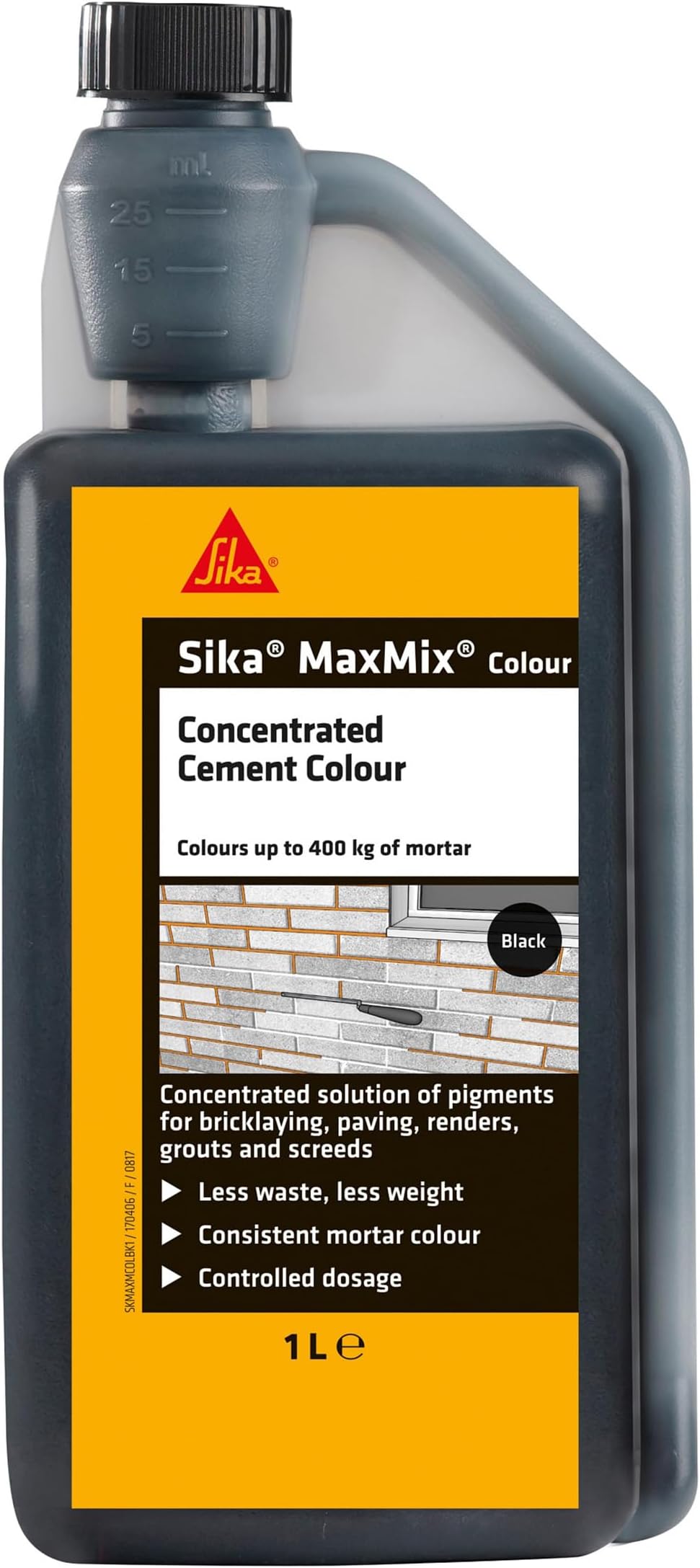 Sika MaxMix Cement Colour Black 1 Litre Concentrated Dye for Mortars Renderings