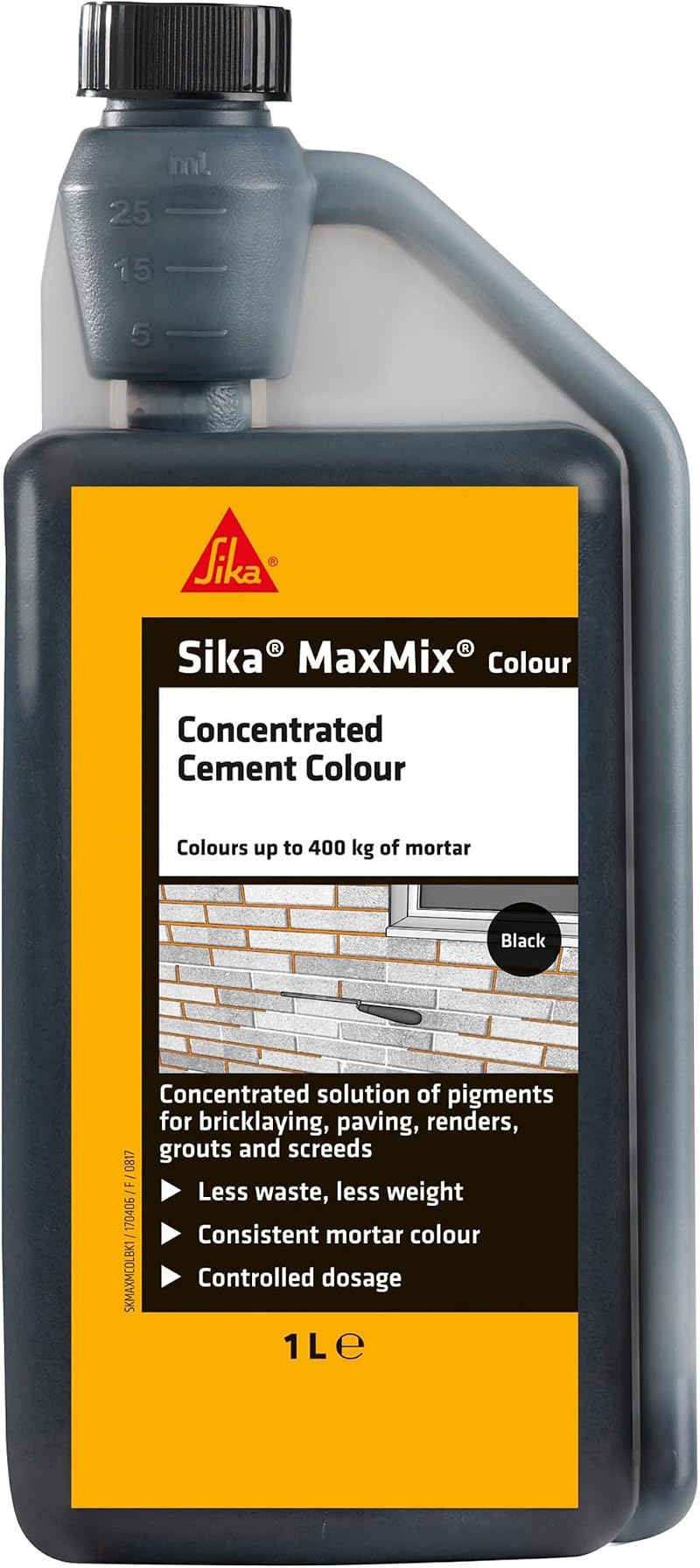 Sika MaxMix Cement Colour Black 1 Litre Concentrated Dye for Mortars Renderings