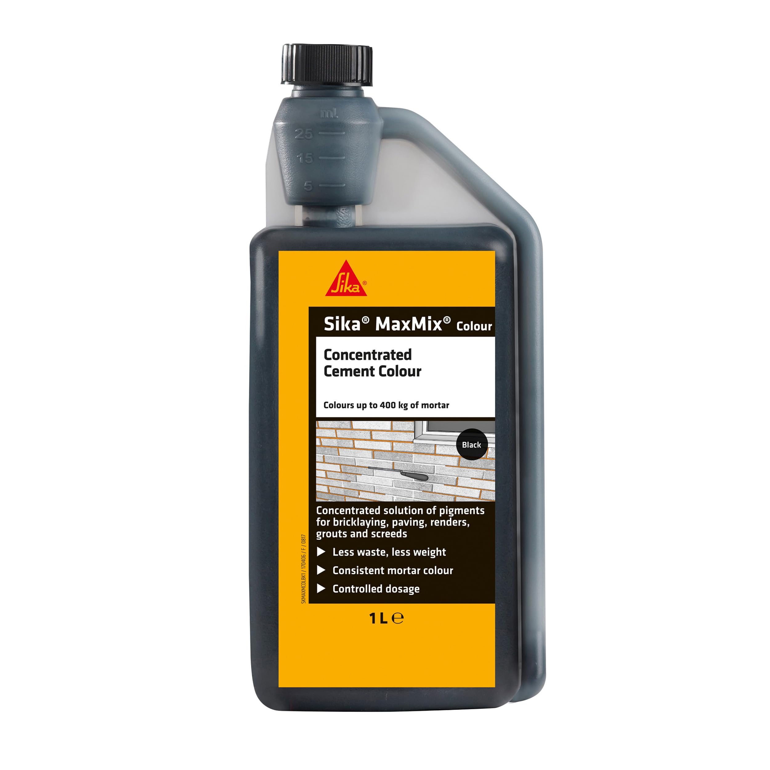 Sika MaxMix Cement Colour – Concentrated Colourant For Mortars, Rendering, Concrete And Pointing – Easy To Use – Economical – Black – 1 Litre — image 1