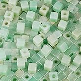 TUMBEELLUWA Stone Bead for Jewelry Making, Healing Crystal Large Hole Square Shape Loose Beads Pack of 15,Green Aventurine