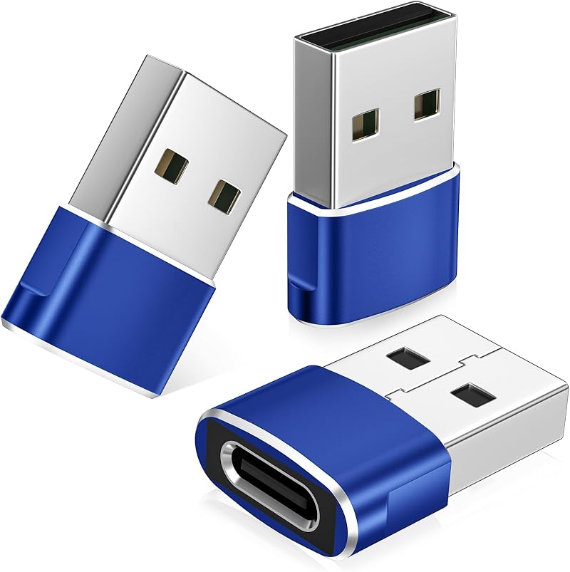 USB A to C Adapter 3Pack Aluminum Alloy USB-C Female to USB-A Male