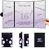 Roetyce Sweet 16 Party Decorations, Purple Sweet 16 Guest Book, 16th Birthday Decorations for Girls, Sweet 16 Birthday Gifts, Jumbo 16th Birthday Card Signature Board, 16 Years Old Bday Party Supplies