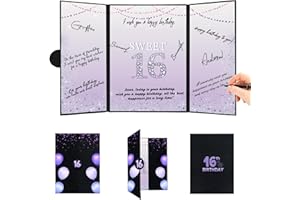 Roetyce Sweet 16 Party Decorations, Purple Sweet 16 Guest Book, 16th Birthday Decorations for Girls, Sweet 16 Birthday Gifts, Jumbo 16th Birthday Card Signature Board, 16 Years Old Bday Party Supplies