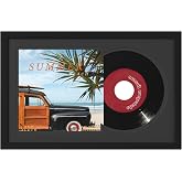 eletecpro 45 RPM Vinyl Record Frame for 7 in EP, Black, 1 Pack | 9.5x14.5 in EP &amp; Album Cover Display, Double Mats, Acrylic Cover, Engineered Wood, Easy Wall Mount, Home Decor