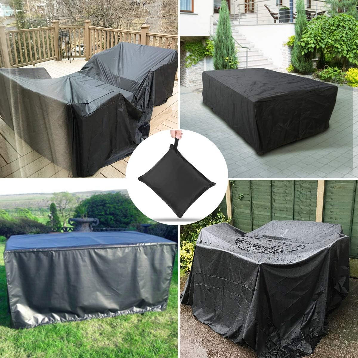NASUM Patio Furniture Cover, 71x47x29inch, 420D Rectangular Patio Table Cover, Patio Table, and Chair Covers, Tear-Resistant, Durable Waterproof Dustproof Outdoor Cover for Garden : Garden & Outdoor