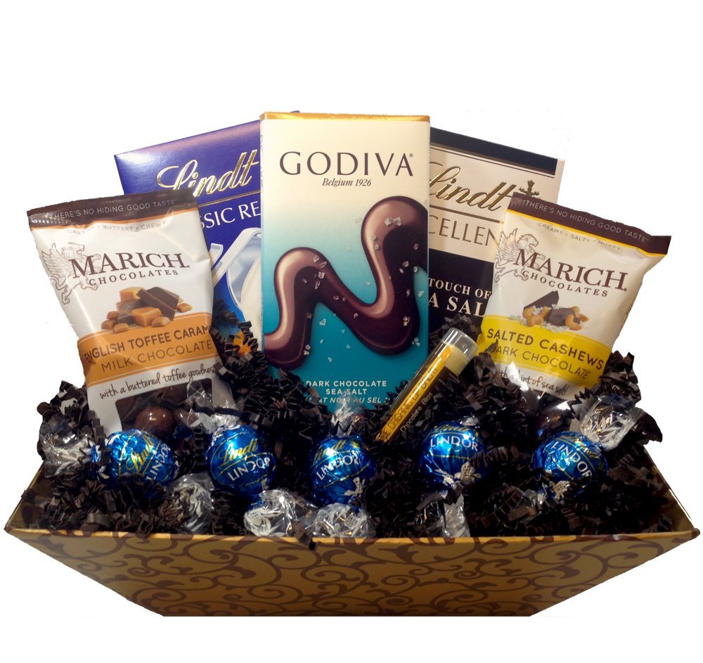 Buy Godiva, Lindt, & Marich Chocolate Sea Salt Gift Basket Full Sized