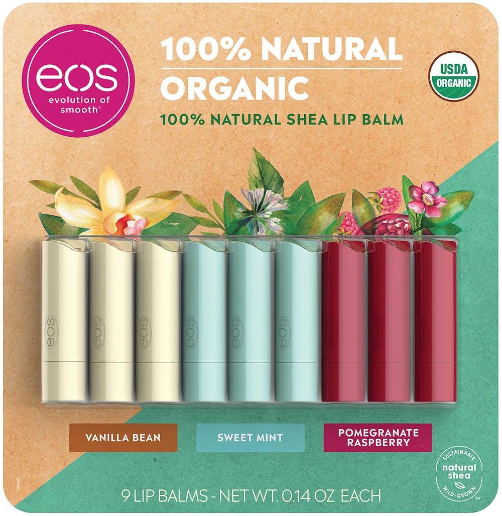 eos Organic Lip Balm 9 Pack Natural Hydrating Lip Care Collection
