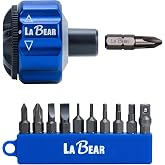 LABEAR Mini Magnetic Finger Ratchet Wrench Set, 1/4 Inch Drive S2 Bits | Lightweight aluminum body, 26-tooth forward lock reverse, 10-piece bit set included, quick bit pickup, pocket carry