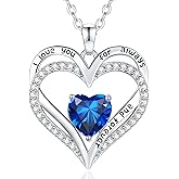 CDE Birthstone Necklaces for Women, 925 Sterling Silver Forever Love Heart Pendant Necklace, Birthday Jewelry Gift for Wife Mom Girlfriend Her