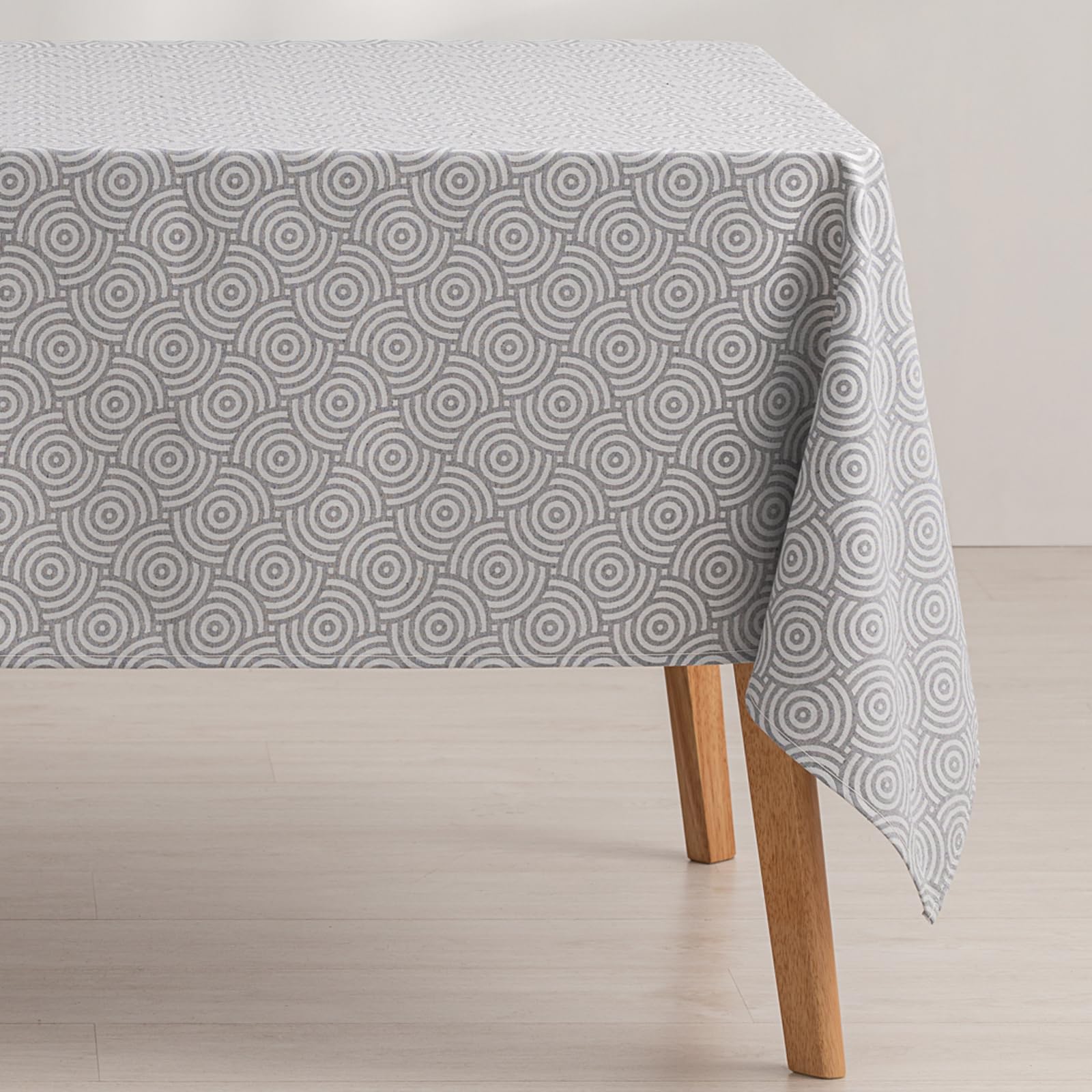 GAMUSI Anti-Stain Tablecloth Rectangular Jacquard Waterproof Table 140 x 300 cm, Fabric Touch, Grey – Ring