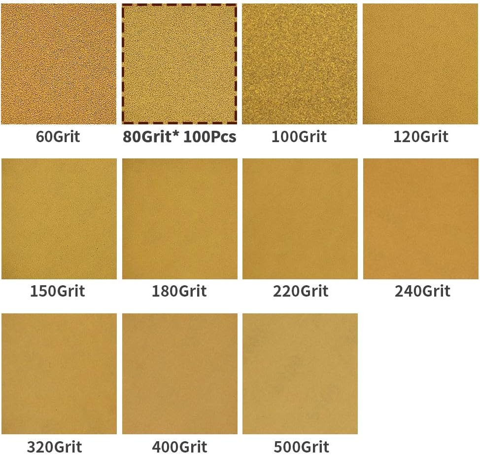 SPEEDWOX 100 Pcs 5 Inches 8 Hole Sanding Discs 80 Grit Dustless Hook and Loop Sandpaper for Random Orbital Sander Yellow Finishing Discs for Automotive Woodworking - Image 3