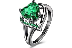 QOBEBOTA Promise Rings for Her Heart Cubic Zirconia Engagement Ring Women's Jewelry Romantic Wedding Band Birthday Gifts for Women Size 5-9