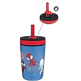 Zak Designs Marvel Spider-Man Kelso Toddler Cups For Travel or At Home, 12oz Vacuum Insulated Stainless Steel Sippy Cup With Leak-Proof Design is Perfect For Kids (Spidey and His Amazing Friends)