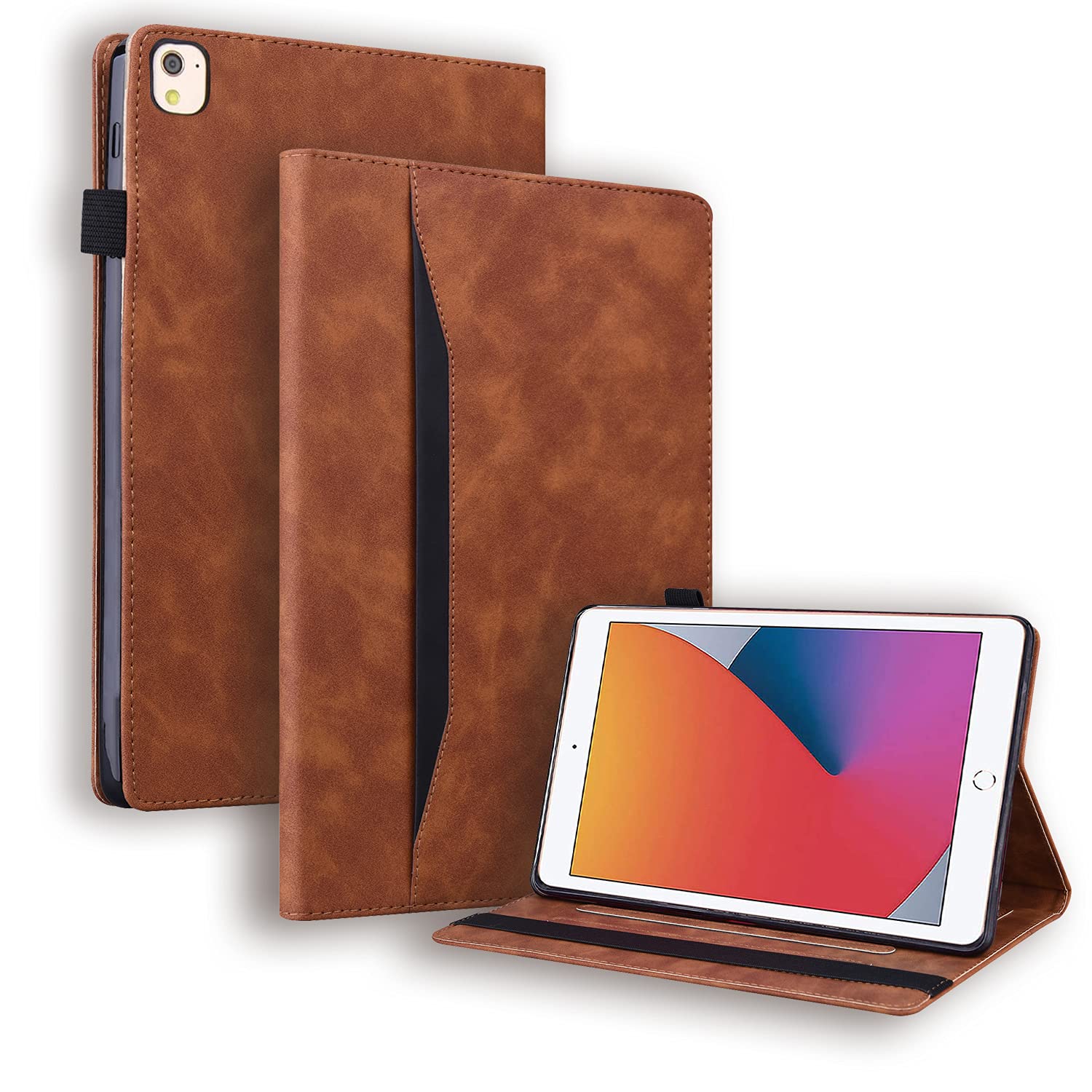 Auslbin Case for iPad 8th Gen/7th Gen(10.2 Inch 2020/2019),iPad Air 3 2019/iPad Pro 10.5 2017 Tablet,[Premium PU Leather][Auto Wake/Sleep][Pen Holder][Multi Angle Kickstand][with Card Slots] - Brown