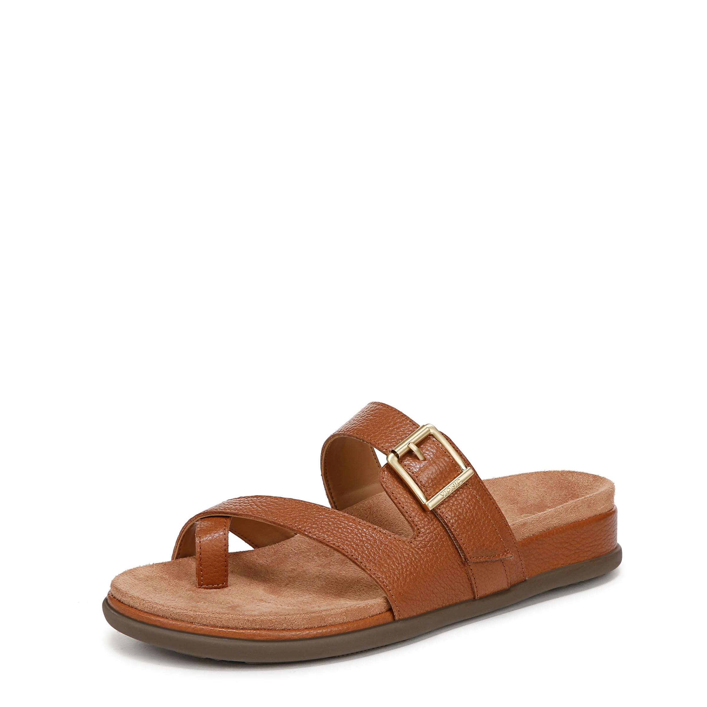 VIONIC Women’s Carmela Thongs Tan Brown Leather 6.5 Medium