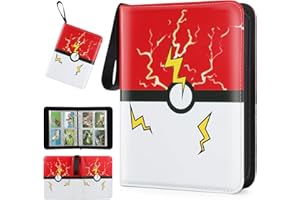 XSHNUO Card Binder 4 Pocket, Trading Card Holder Collector Album Fits 400 Cards with 50 Removable Sleeves Compatible with Pokemon Cards Game Sports Card Case Book With Zipper for Gifts (Red)