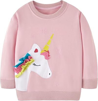 TEDD Girls Sweatshirt Kids Unicorn Cotton Top Long Sleeve Pullover 4-5 Years