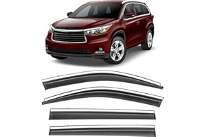 HOPE YOU READY Shatterproof Taped-On Window Deflectors for Toyota Highlander 2014-2019 with Chrome Trim, Rain Guards, Window Visors for Cars, Vent Deflector, 4pcs