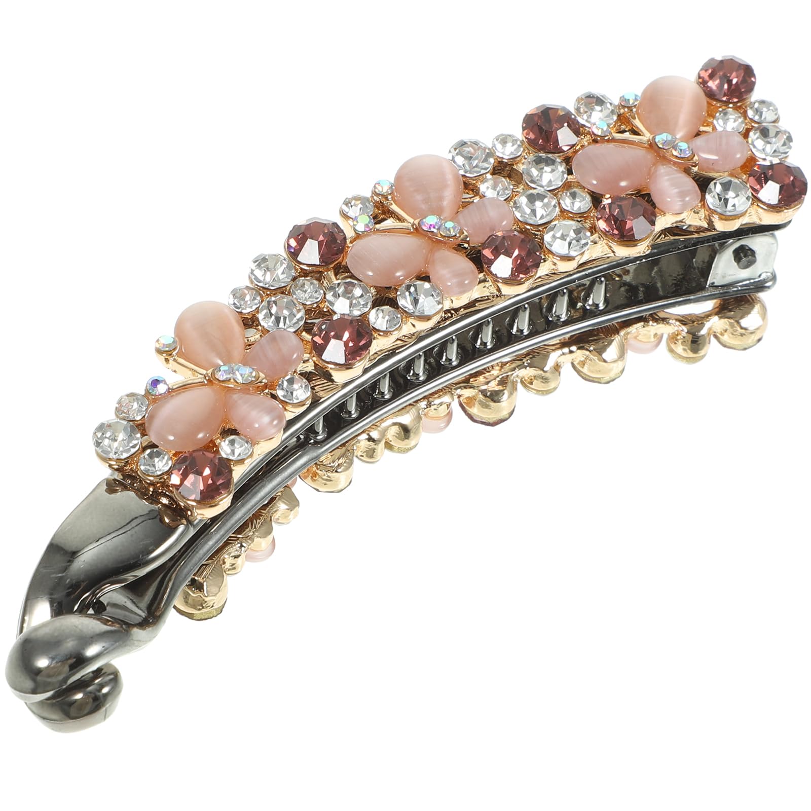 Beaupretty Rhinestone Banana Clips Vintage Banana Hari Clips Strong Hold Ponytail Holder French Hair Accessories for Fine Thick Hair