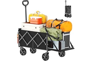 Geamen Foldable Wagon with Extended Tailgate: Collapsible Large Capacity Folding Wagon - Heavy Duty Utility Carts for Shopping,Garden,Sports,Groceries,Apartment,Camping,Outdoor - Black