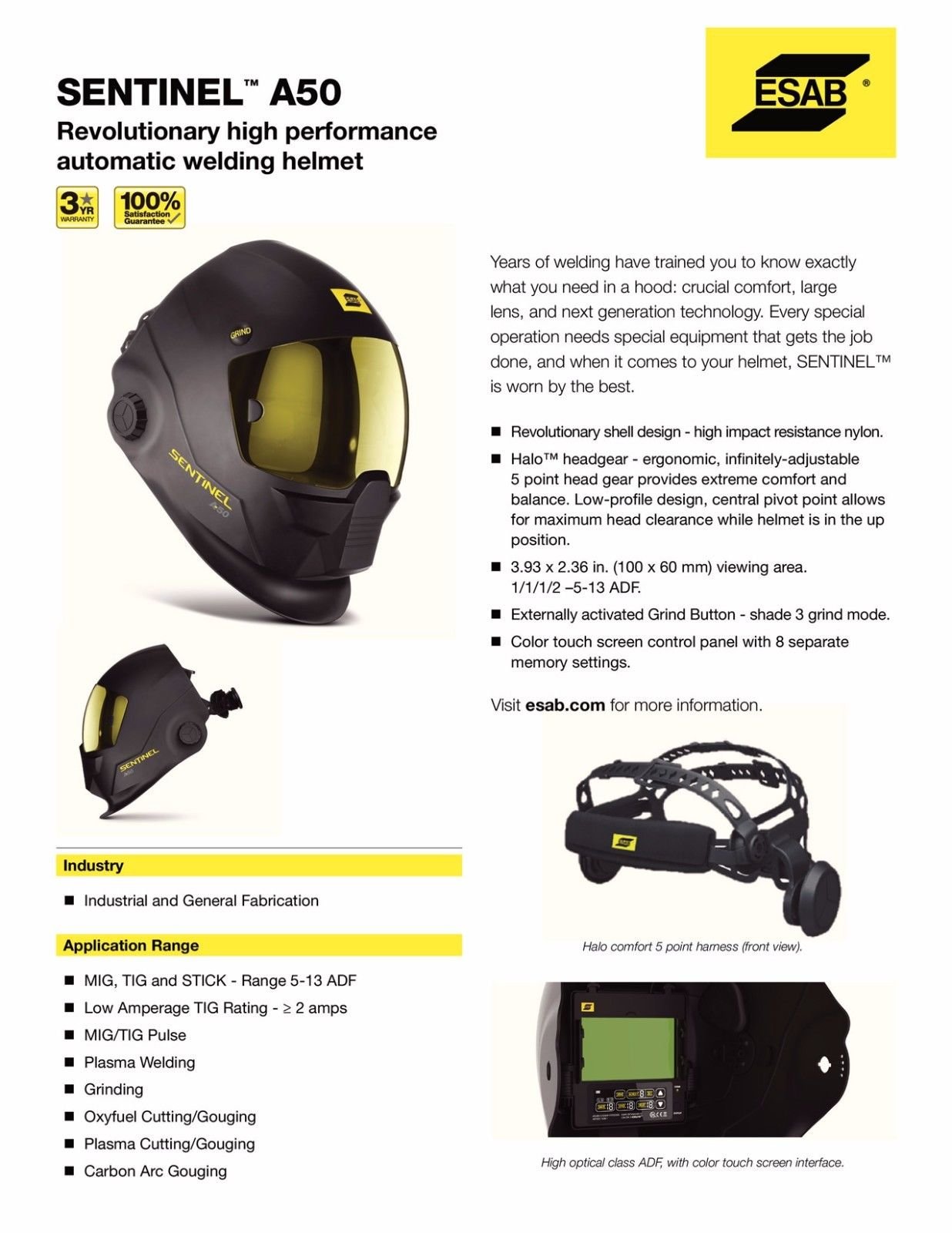 Galleon - Esab SENTINEL A50 Auto Darkening Welding Helmet
