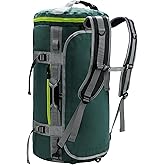 MIER Large Duffel Backpack Sports Gym Bag with Shoe Compartment, Heavy Duty and Water Resistant, Green, 60L