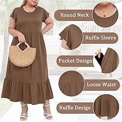 Moon Wood Women's 2025 Plus Size Casual Dress Crew