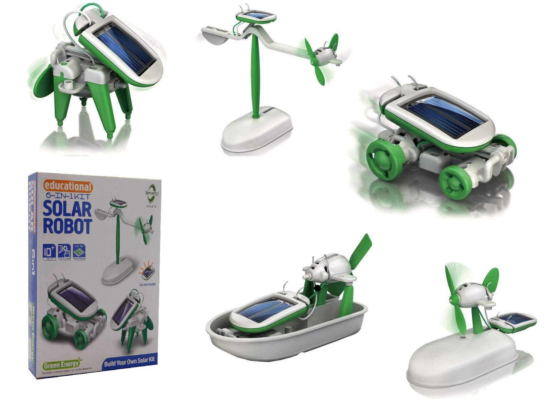 6 in 1 Educational ‘do it yourself kit' Solar Kit to Build Robot Toy Car Plane Puppy Airboat Windmill