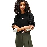 Tommy Jeans Women's Medium Weight Pullover Crewneck with Center Embroidered Flag Logo
