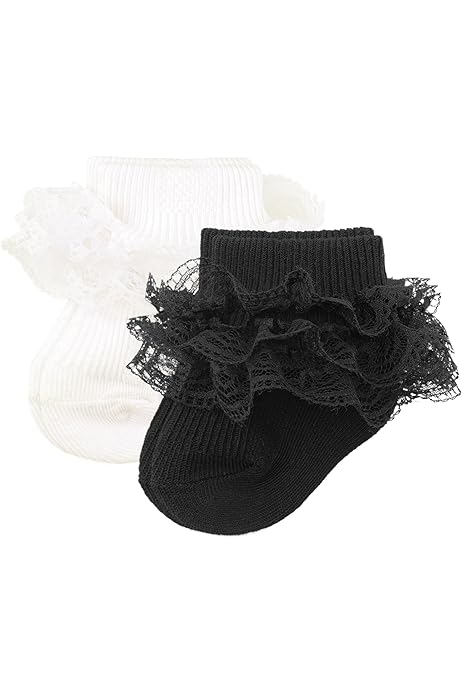 Knee Socks Baby Black Frilly Socks Baby Socks 6-12 Months EPEIUS