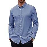 Alimens & Gentle Mens Oxford Shirts Stretch Long Sleeve Dress Shirt for Men Casual Business Work Solid Button Down Shirts