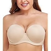 Wekofi Women's Strapless Bra for Big Busted Plus Size Push Up Full Figure Multiway Underwire Bra