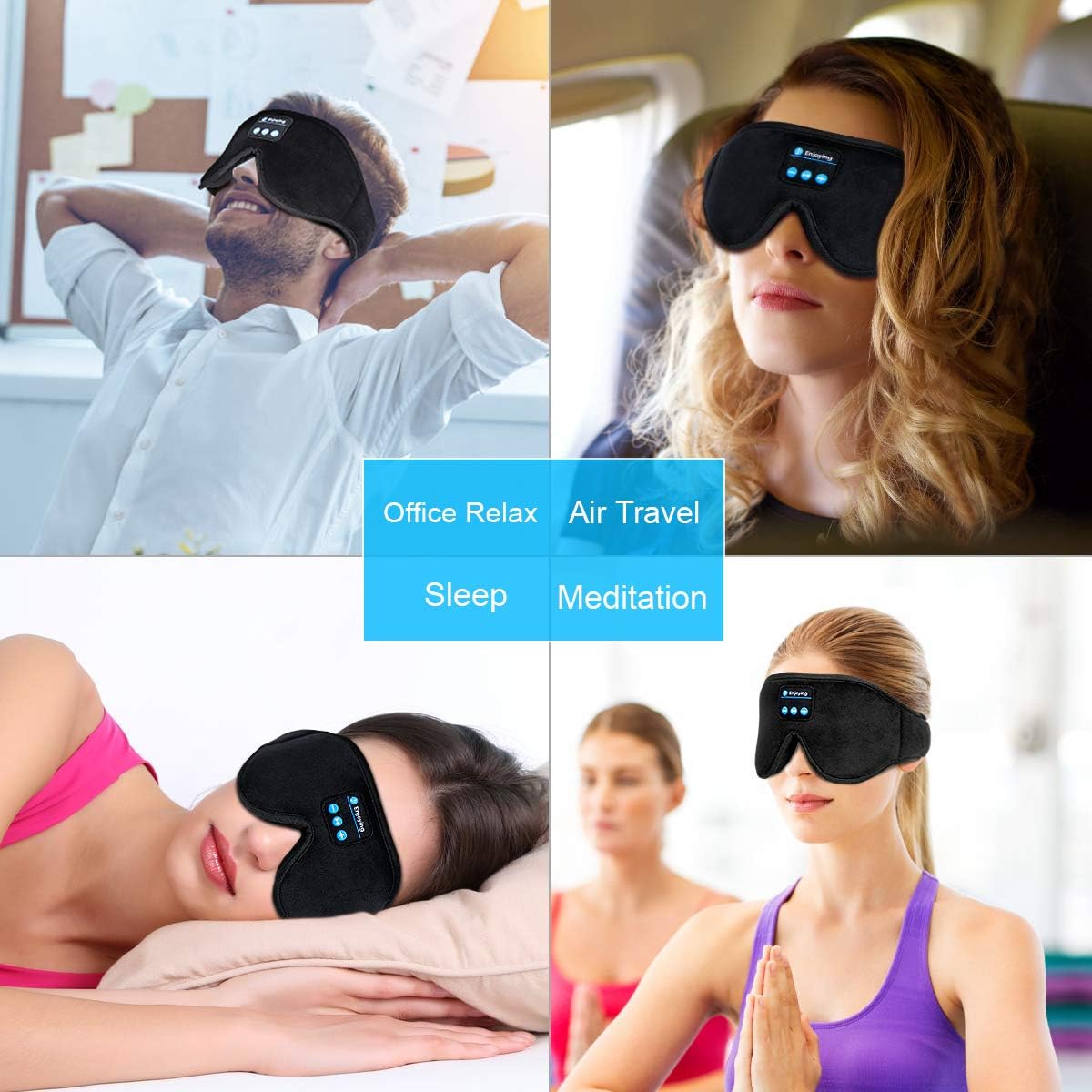 Sleep Headphones,3D Sleep Mask Bluetooth 5.0 Wireless Music Eye Mask, LC-dolida Sleeping Headphones for Side Sleepers, with Ultra-Thin HD Stereo Speakers Perfect for Sleeping, Air Travel, Meditation: Home Audio & Theater