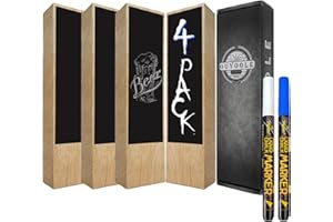 OUYOOLE Beer Tap Handle, 4 Pack Solid Wood Chalkboard Handles With 8 Pen for Kegerator, Homebrew and Bars - Great Gift for Be