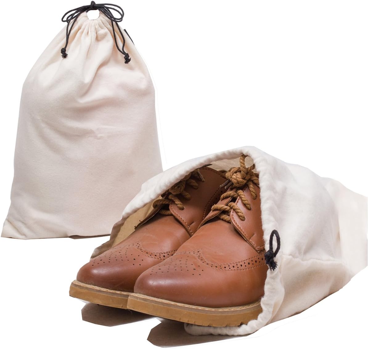 MISSLO Set of 3 Cotton Breathable Dust-Proof Drawstring Storage Pouch Multi-Functional Bag (Beige, Pack 3 S) - Image 4